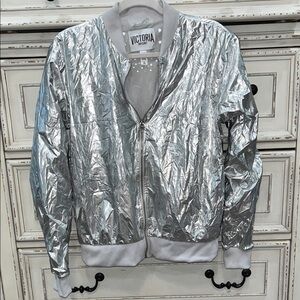 Victoria's Secret Metallic Silver Bomber Jacket